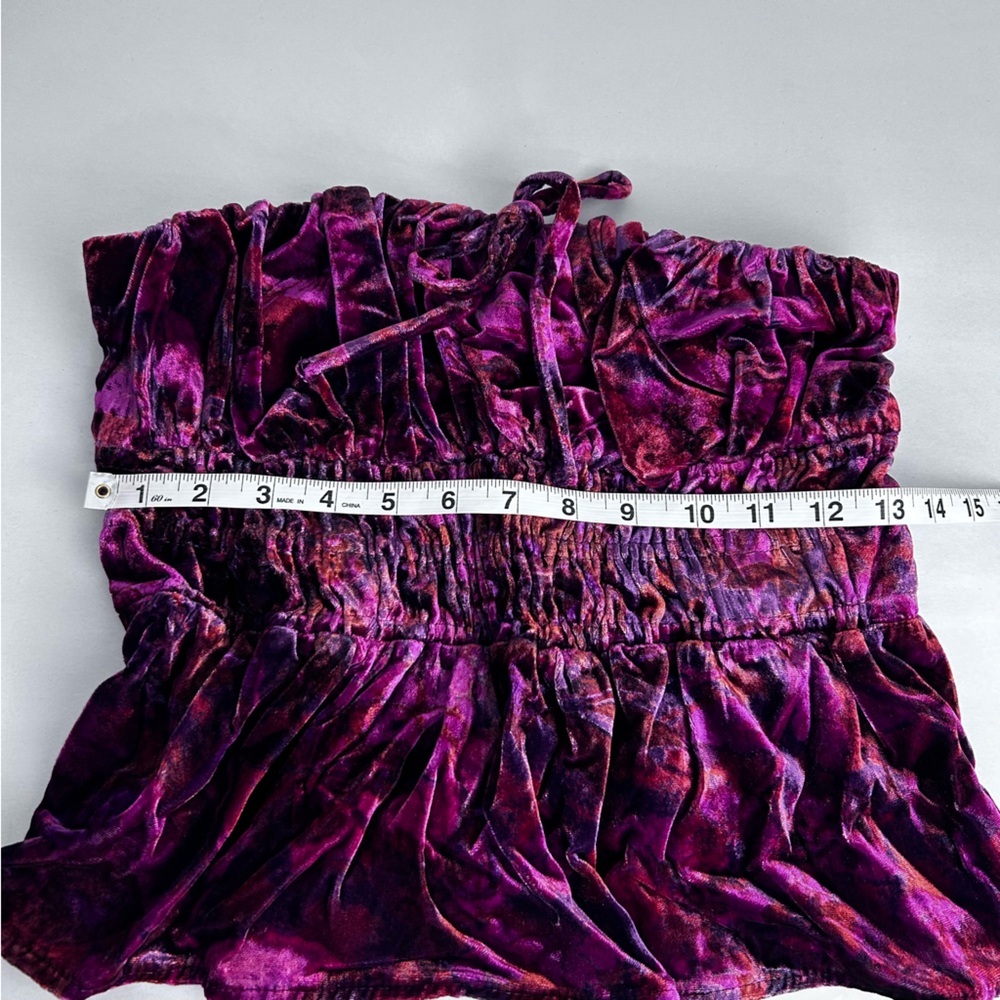 NWT Anthropologie Somerset Strapless Tube Top Blouse Size Small Floral Velvet - Picture 7 of 8